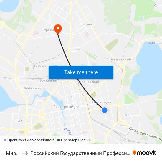 Мира (Упи) to Российский Государственный Профессионально-Педагогический Университет map