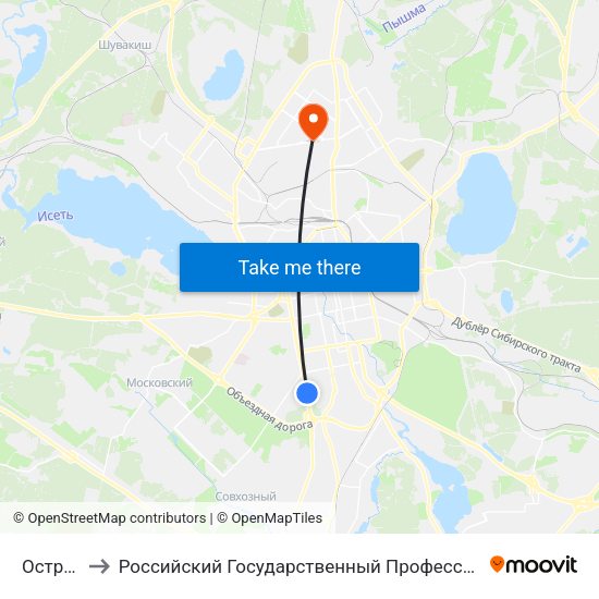 Островского to Российский Государственный Профессионально-Педагогический Университет map