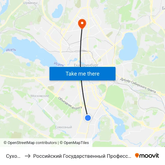 Сухоложская to Российский Государственный Профессионально-Педагогический Университет map