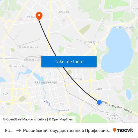 Есенина to Российский Государственный Профессионально-Педагогический Университет map