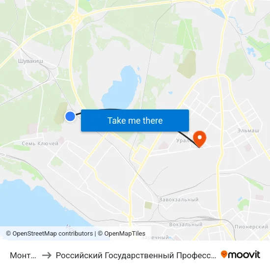 Монтажников to Российский Государственный Профессионально-Педагогический Университет map