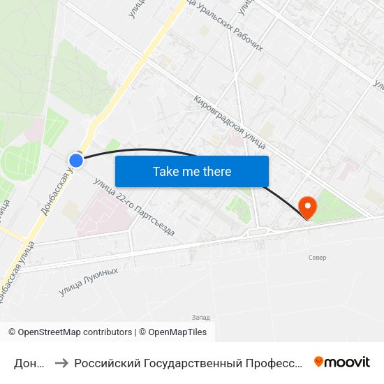Донбасская to Российский Государственный Профессионально-Педагогический Университет map
