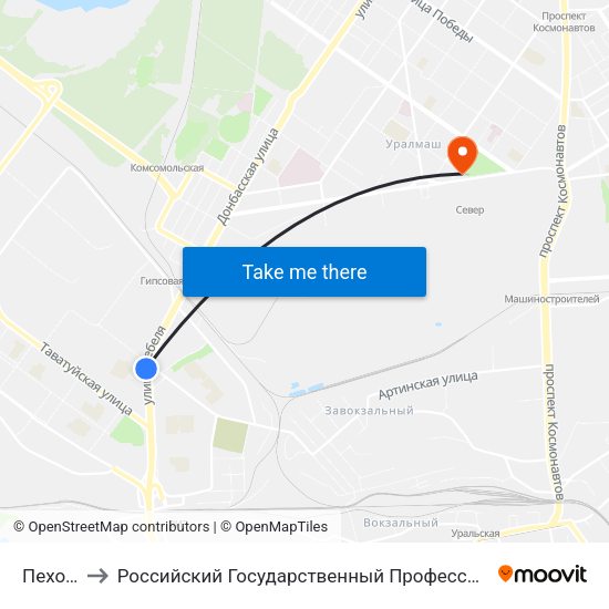 Пехотинцев to Российский Государственный Профессионально-Педагогический Университет map