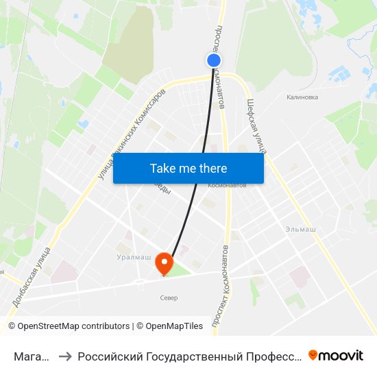 Магазин Кедр to Российский Государственный Профессионально-Педагогический Университет map