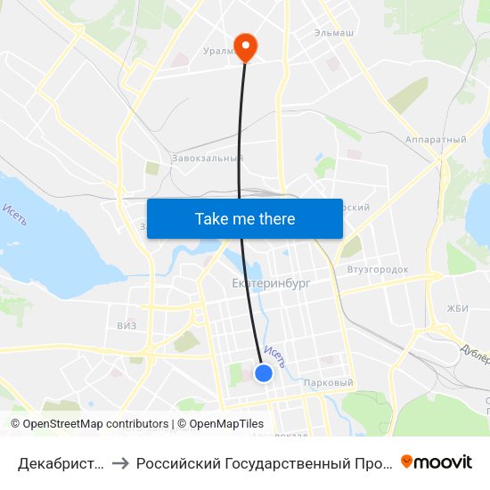 Декабристов (Ул. 8 Марта) to Российский Государственный Профессионально-Педагогический Университет map
