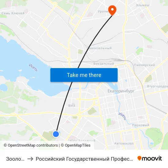 Зоологическая to Российский Государственный Профессионально-Педагогический Университет map