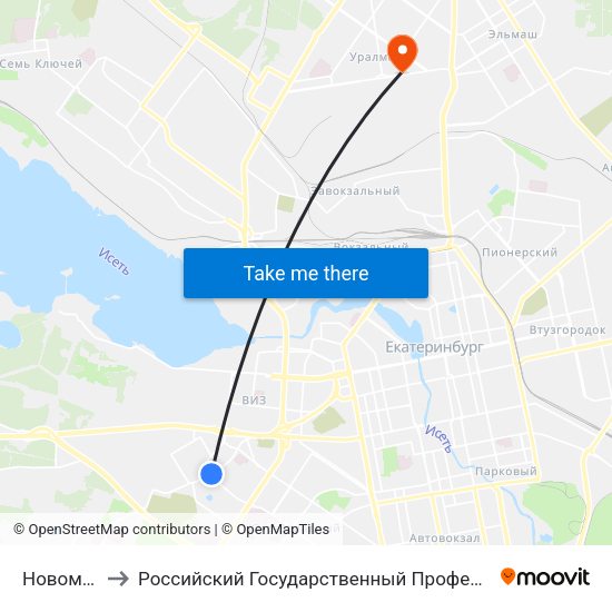 Новомосковская to Российский Государственный Профессионально-Педагогический Университет map