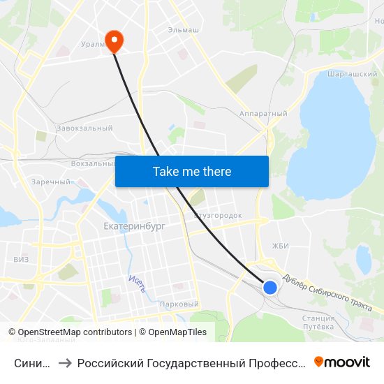 Синие Камни to Российский Государственный Профессионально-Педагогический Университет map