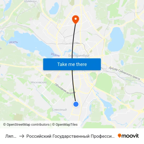 Ляпустина to Российский Государственный Профессионально-Педагогический Университет map