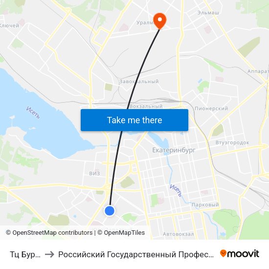 Тц Буревестник to Российский Государственный Профессионально-Педагогический Университет map