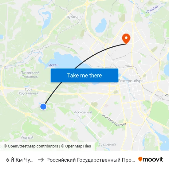 6-Й Км Чусовского Тракта to Российский Государственный Профессионально-Педагогический Университет map