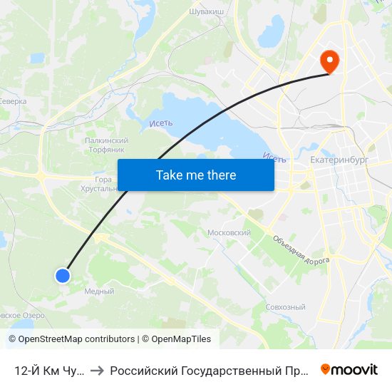 12-Й Км Чусовского Тракта to Российский Государственный Профессионально-Педагогический Университет map