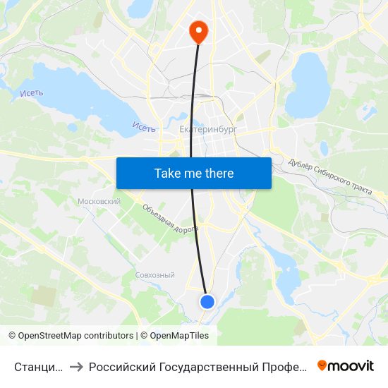 Станция Керамик to Российский Государственный Профессионально-Педагогический Университет map