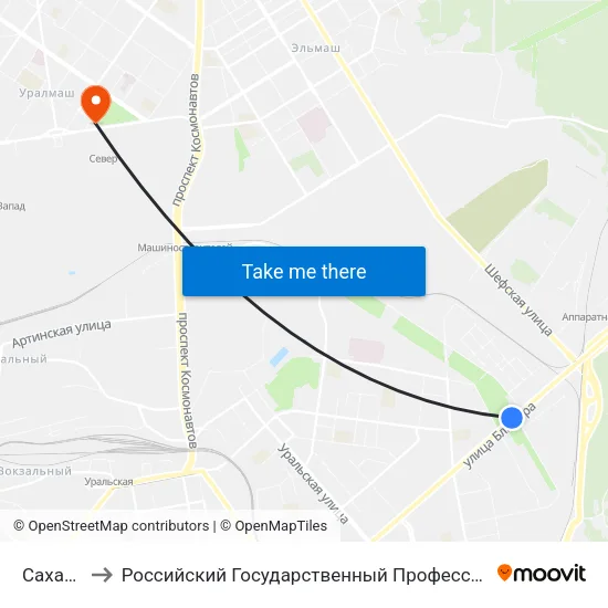 Сахалинская to Российский Государственный Профессионально-Педагогический Университет map