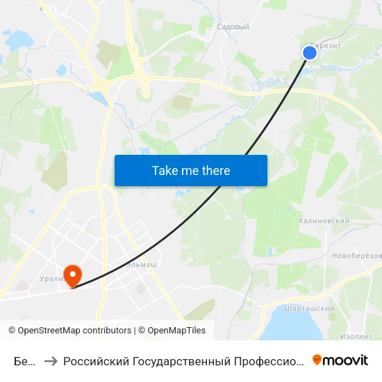 Березит to Российский Государственный Профессионально-Педагогический Университет map