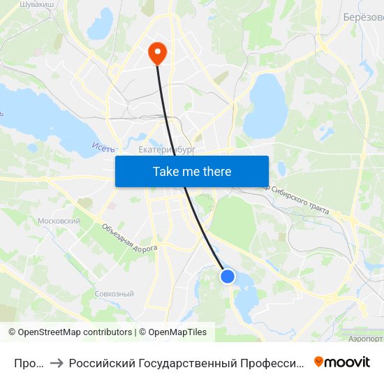 Прониной to Российский Государственный Профессионально-Педагогический Университет map