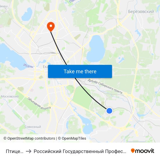 Птицефабрика to Российский Государственный Профессионально-Педагогический Университет map