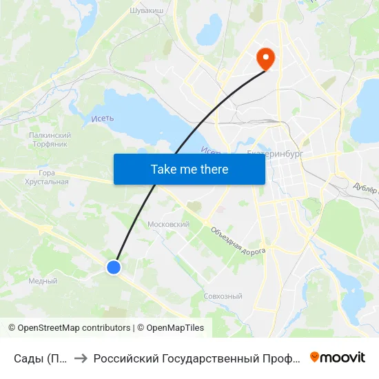 Сады (Пос. Медный) to Российский Государственный Профессионально-Педагогический Университет map