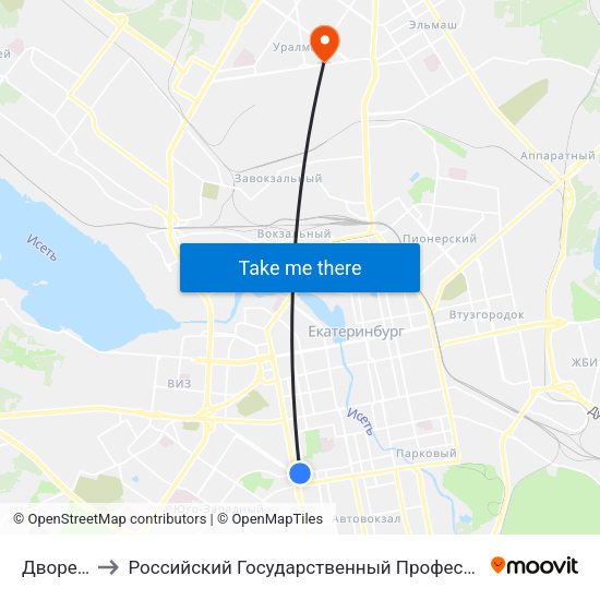 Дворец Спорта to Российский Государственный Профессионально-Педагогический Университет map