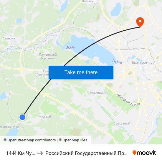 14-Й Км Чусовского Тракта to Российский Государственный Профессионально-Педагогический Университет map