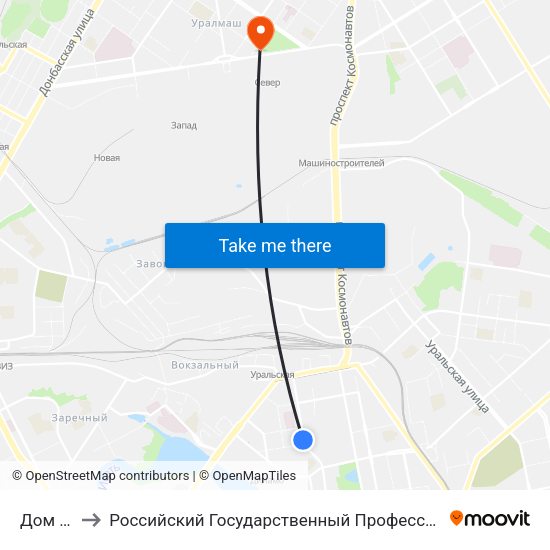 Дом Музыки to Российский Государственный Профессионально-Педагогический Университет map