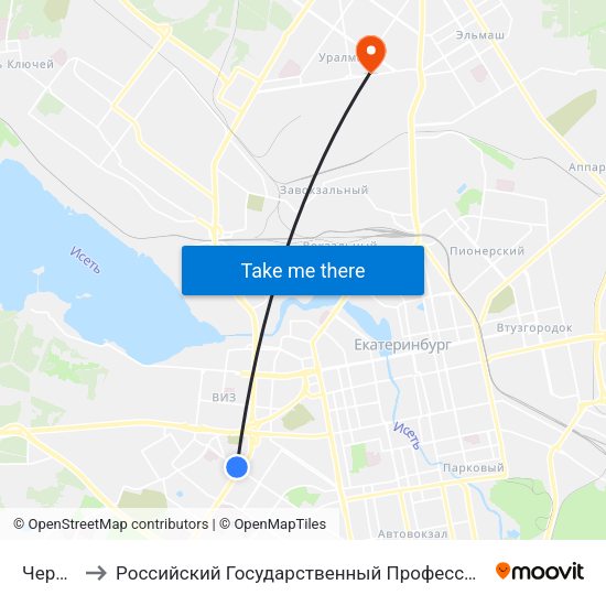 Черкасская to Российский Государственный Профессионально-Педагогический Университет map