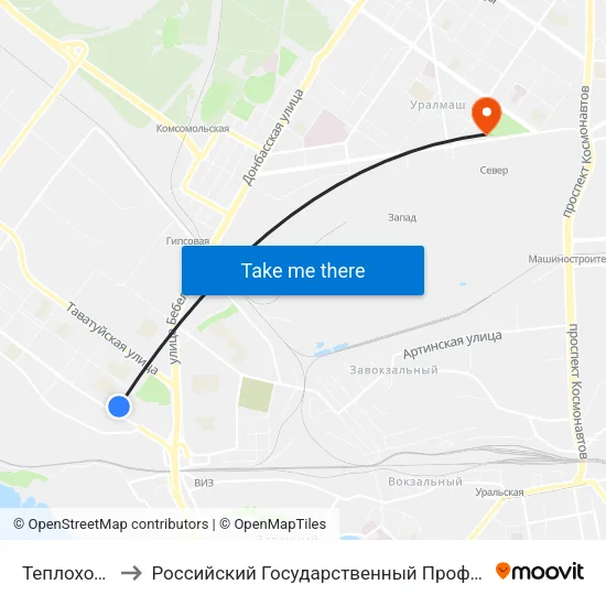 Теплоходный Проезд to Российский Государственный Профессионально-Педагогический Университет map