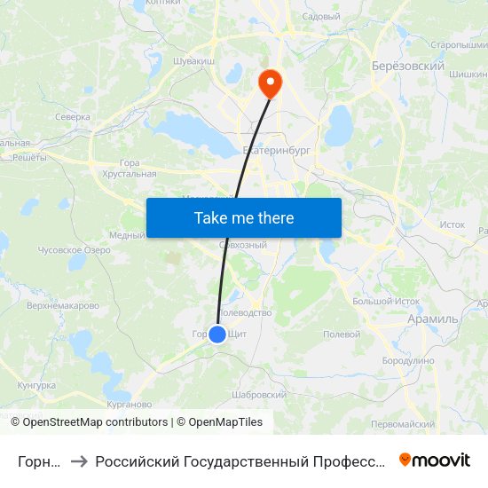 Горный Щит to Российский Государственный Профессионально-Педагогический Университет map