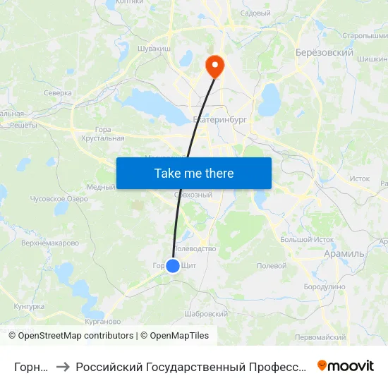 Горный Щит to Российский Государственный Профессионально-Педагогический Университет map