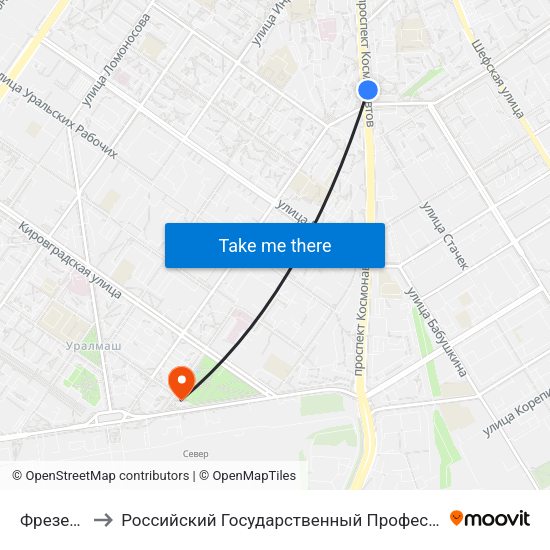 Фрезеровщиков to Российский Государственный Профессионально-Педагогический Университет map