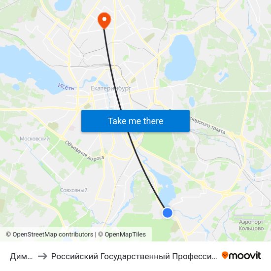 Димитрова to Российский Государственный Профессионально-Педагогический Университет map
