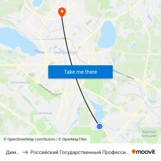 Димитрова to Российский Государственный Профессионально-Педагогический Университет map