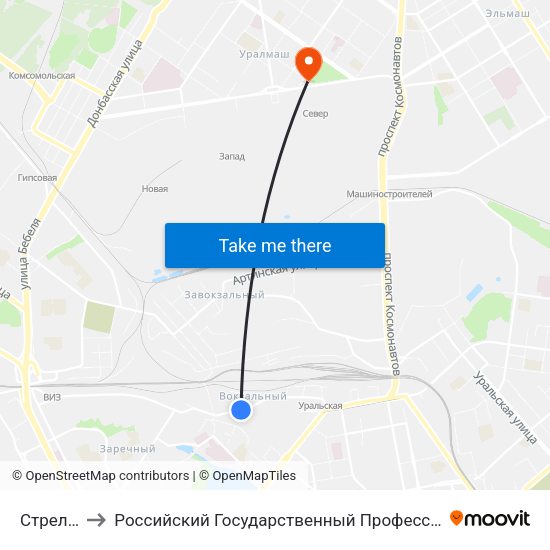 Стрелочников to Российский Государственный Профессионально-Педагогический Университет map