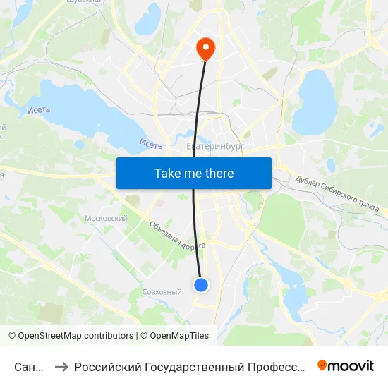 Санаторная to Российский Государственный Профессионально-Педагогический Университет map