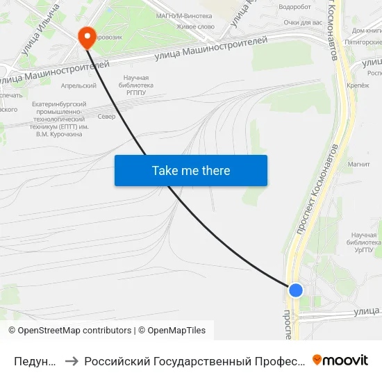 Педуниверситет to Российский Государственный Профессионально-Педагогический Университет map