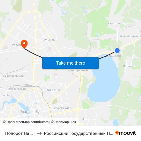 Поворот На Микрорайон Изоплит to Российский Государственный Профессионально-Педагогический Университет map