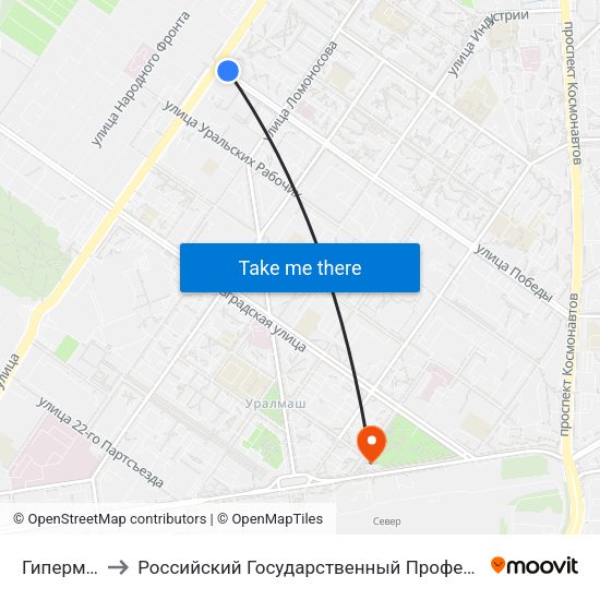 Гипермаркет Дом to Российский Государственный Профессионально-Педагогический Университет map