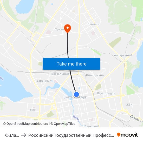 Филармония to Российский Государственный Профессионально-Педагогический Университет map