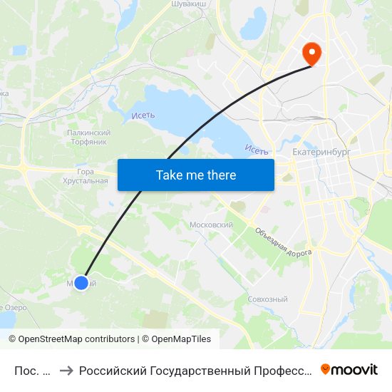 Пос. Медный to Российский Государственный Профессионально-Педагогический Университет map