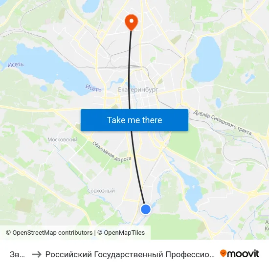 Звонкий to Российский Государственный Профессионально-Педагогический Университет map