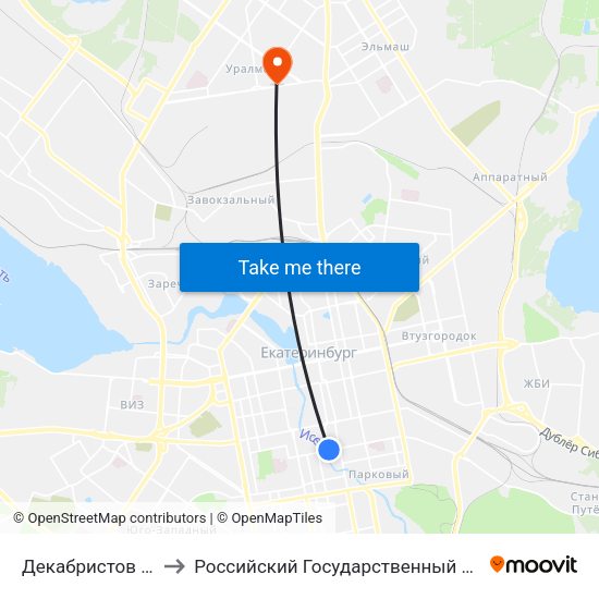 Декабристов (Ул. Розы Люксембург) to Российский Государственный Профессионально-Педагогический Университет map