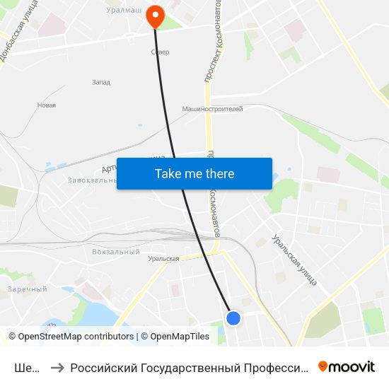Шевченко to Российский Государственный Профессионально-Педагогический Университет map