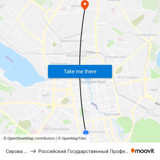 Серова (Ул. Щорса) to Российский Государственный Профессионально-Педагогический Университет map