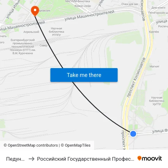 Педуниверситет to Российский Государственный Профессионально-Педагогический Университет map