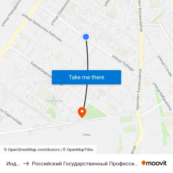 Индустрии to Российский Государственный Профессионально-Педагогический Университет map