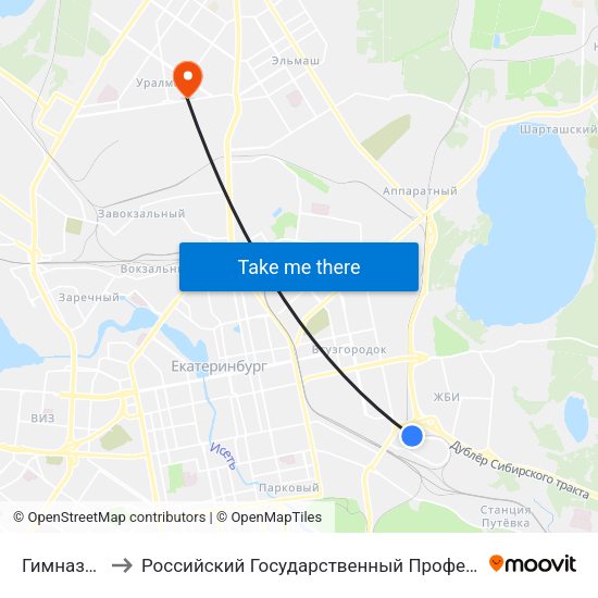 Гимназия Корифей to Российский Государственный Профессионально-Педагогический Университет map