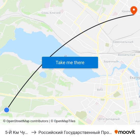 5-Й Км Чусовского Тракта to Российский Государственный Профессионально-Педагогический Университет map