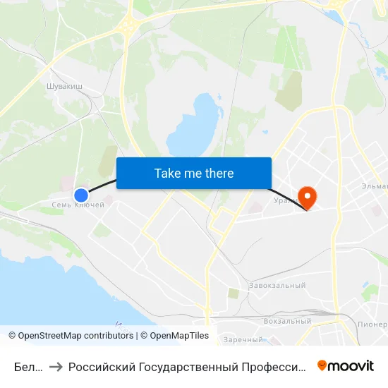 Белякова to Российский Государственный Профессионально-Педагогический Университет map
