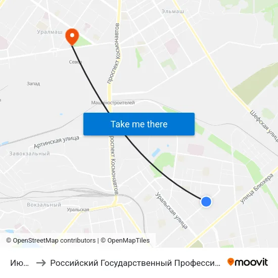 Июльская to Российский Государственный Профессионально-Педагогический Университет map