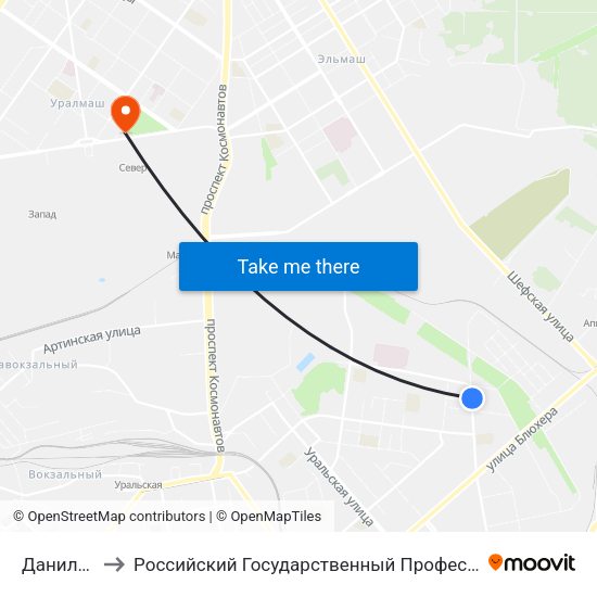Данилы Зверева to Российский Государственный Профессионально-Педагогический Университет map